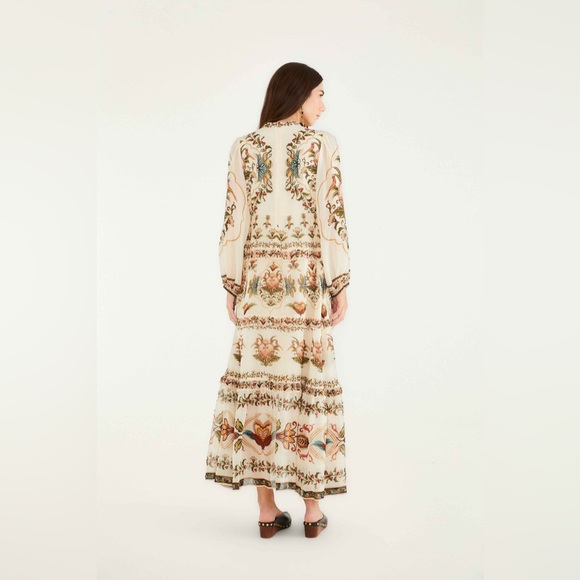 NWT FARM RIO Cream Majestic Hearts Maxi Dress - Picture 2 of 8